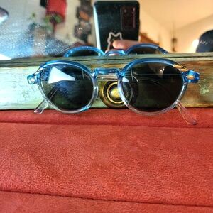 Vintage Blue And Gold Sunglasses